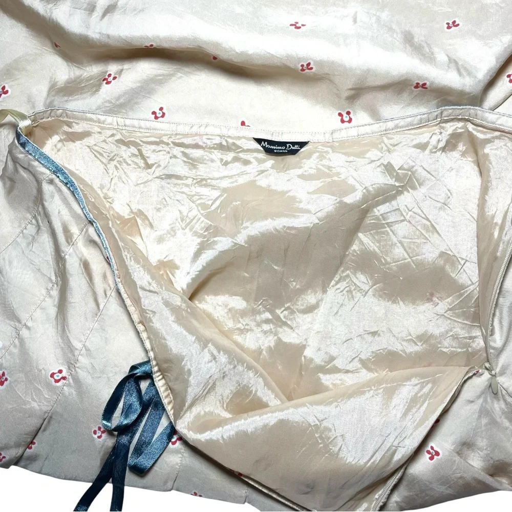 Massimo Dutti silk floral long maxi skirt beige sz USA 10. 42/32 lined - Picture 7 of 11